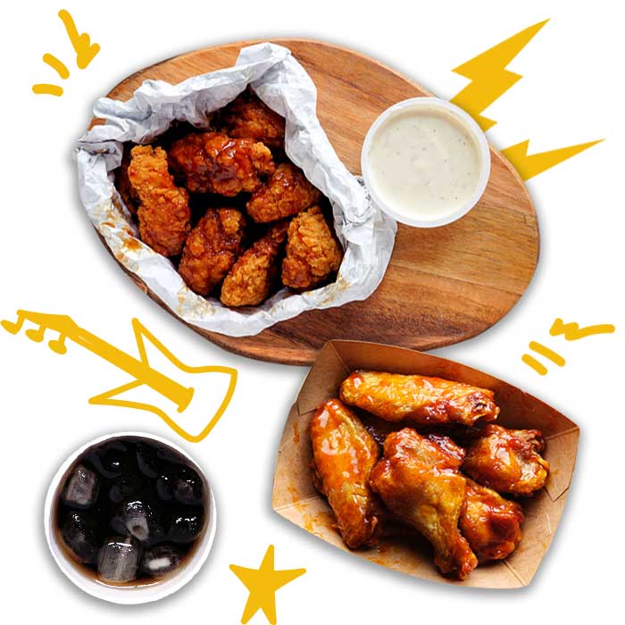 Rock out with boneless and bone in chicken wings with an ice cold drink at Rockin' Chicken Shack in Wisconsin Rapids WI.